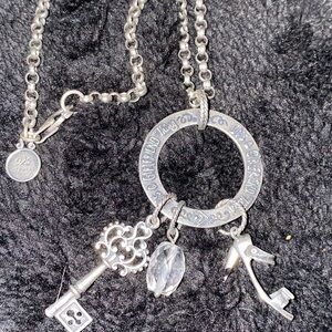 RARE SILPADA. Sterling Silver necklace Key, Crystal & shoe Pendant.